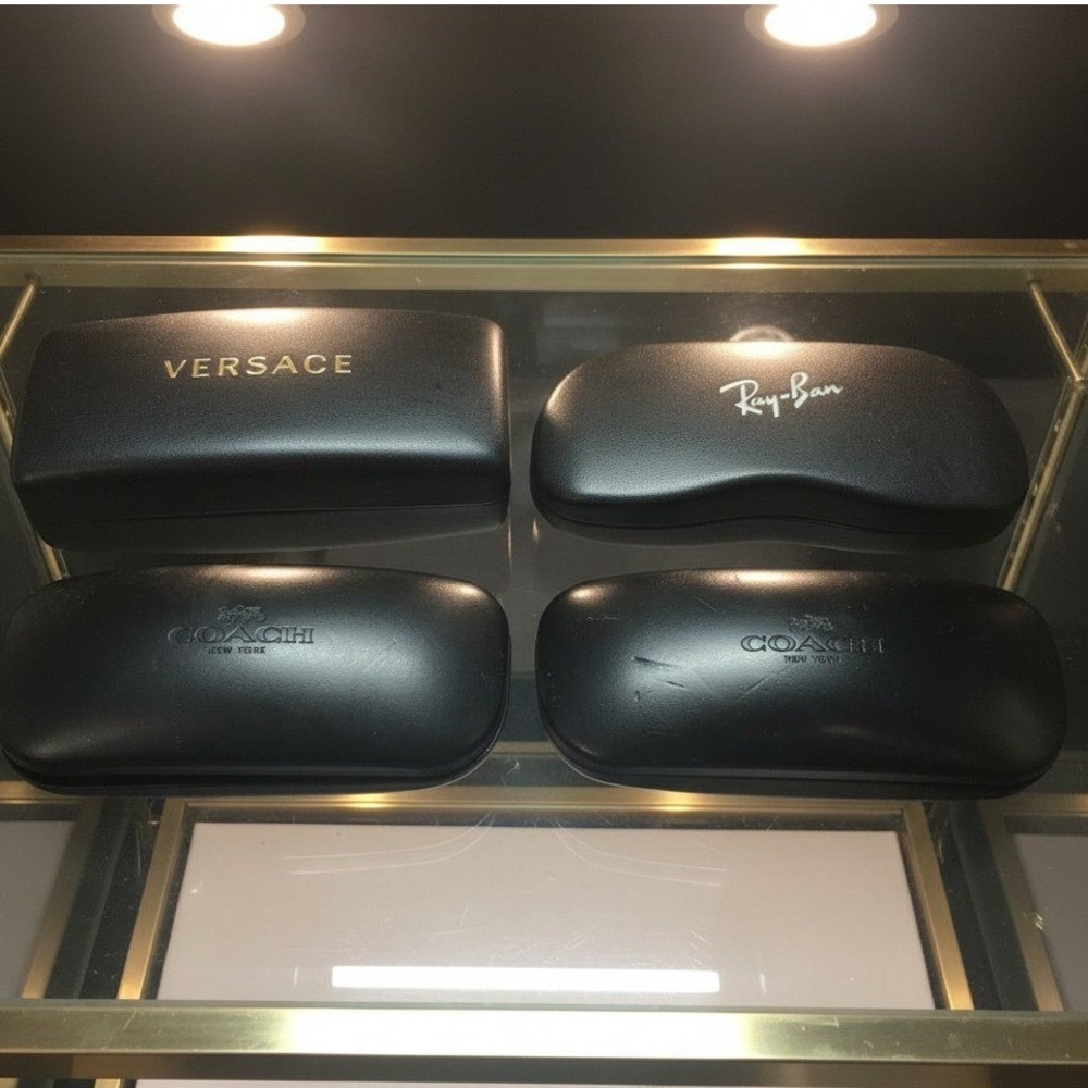 Versace Ray-Ban Coach Designer Eyewear‎ Case Bundle 4pc Black Sunglasses Cases